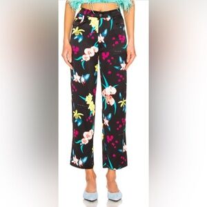 FLEUR DU MAL 100% silk pant orchid print size 6